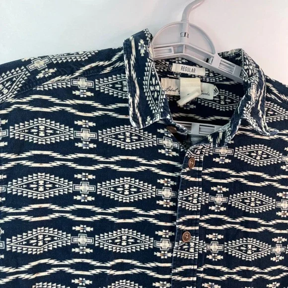 H&M L.O.G.G. Regular Fit Corduroy Aztec Tribal‎ Button Down Shirt Mens M - Picture 12 of 12